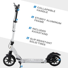 HOMCOM Foldable Kick Scooter – Adjustable Height, Double Suspension & Dual Brakes
