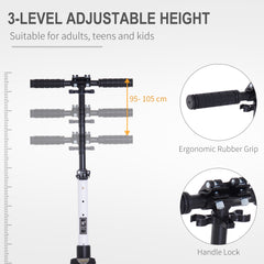 HOMCOM Folding Kick Scooter – Adjustable Height, Dual Suspension & Rear Brake
