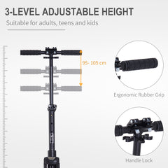 HOMCOM Folding Kick Scooter – Adjustable Height, Dual Suspension & Rear Brake