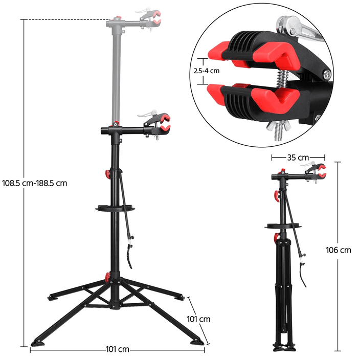 Yaheetech Adjustable Bike Repair Stand, Quick Release Telescopic Workstand with Tool Tray, image 2
