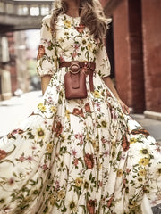 Vibrant Floral Maxi Swing Dress – Elegant & Comfortable