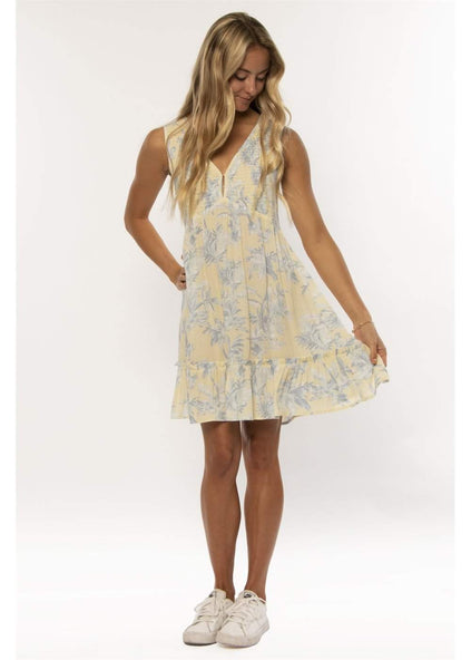 Destiny Floral Sleeveless Mini Dress with Ruffle Hem