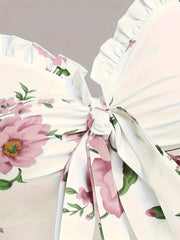 Elegant Floral V-Neck Cami Dress – Sleeveless & Flared