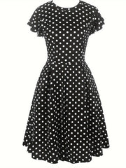 Chic Houndstooth Ruffle Sleeve Dress – Classic & Flattering