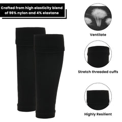 Adults Black Football Leg Sleeve Socks Compression Support Over Shin Pads
