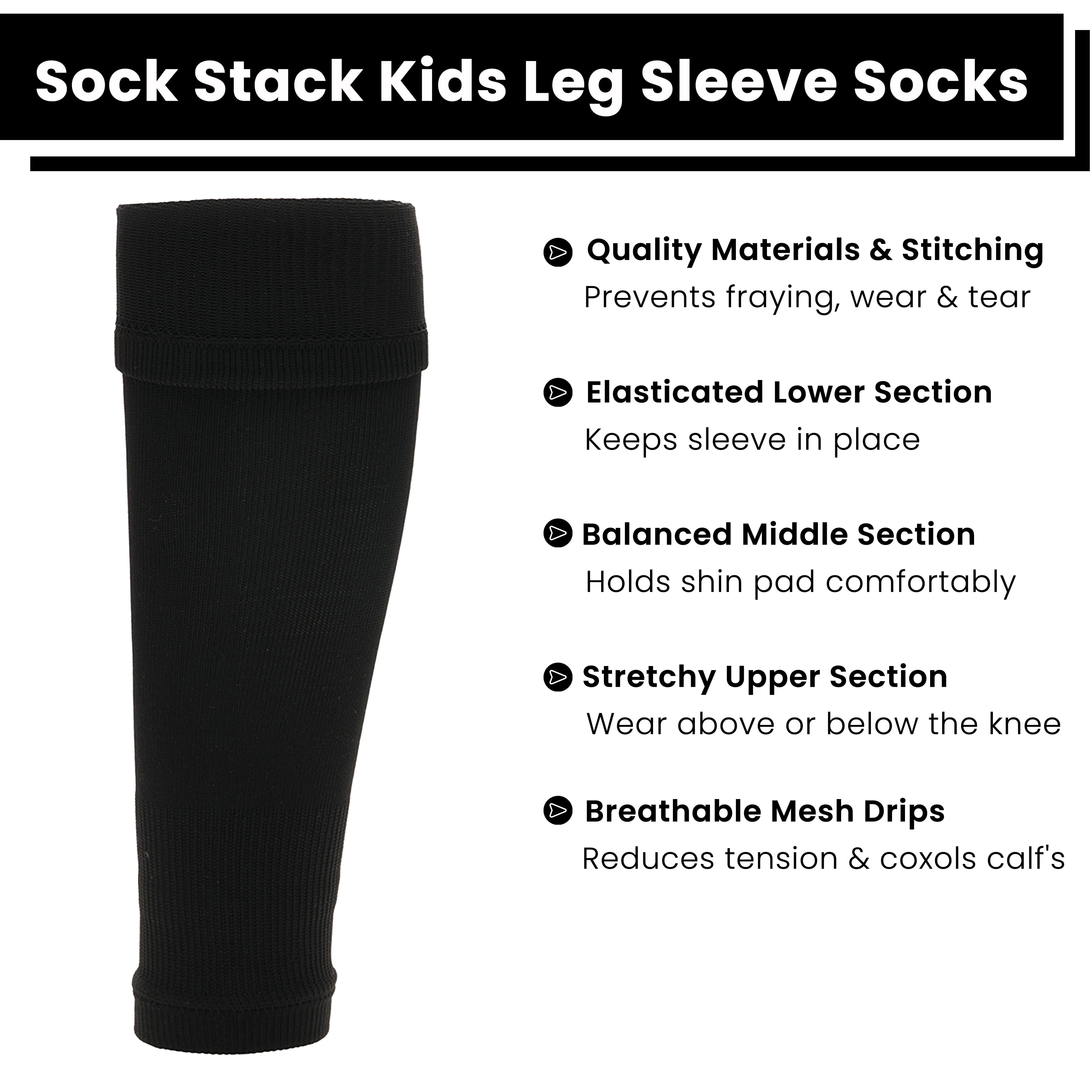 Adults Black Football Leg Sleeve Socks Compression Support Over Shin Pads