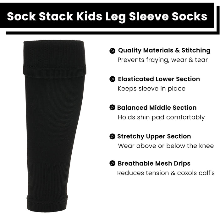 Adults Black Football Leg Sleeve Socks Compression Support Over Shin Pads, image 2