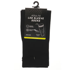 Adults Black Football Leg Sleeve Socks Compression Support Over Shin Pads
