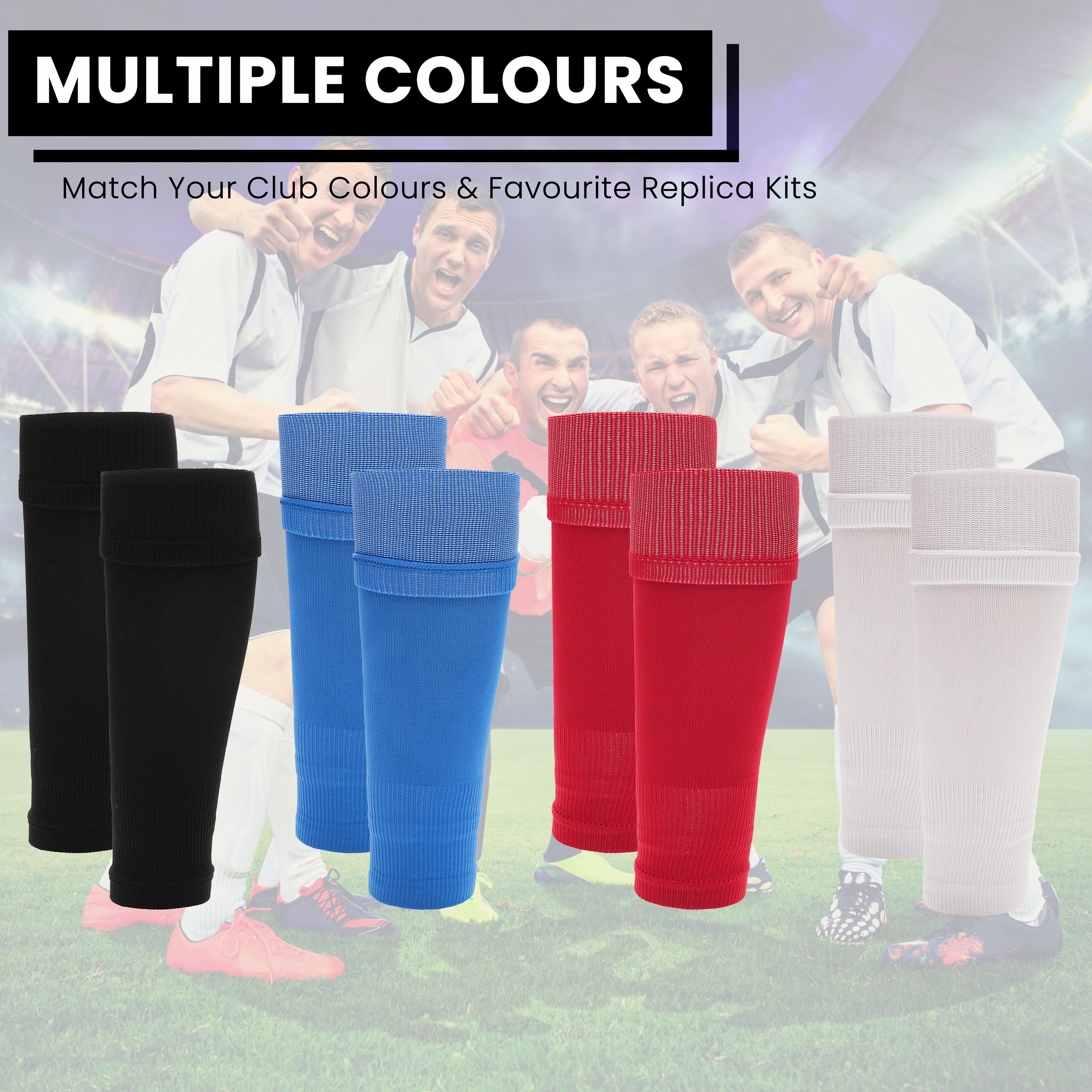 Adults Unisex Red Football Leg Sleeve Socks Compression Support Over Shin Pads