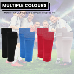 Adults Unisex Red Football Leg Sleeve Socks Compression Support Over Shin Pads