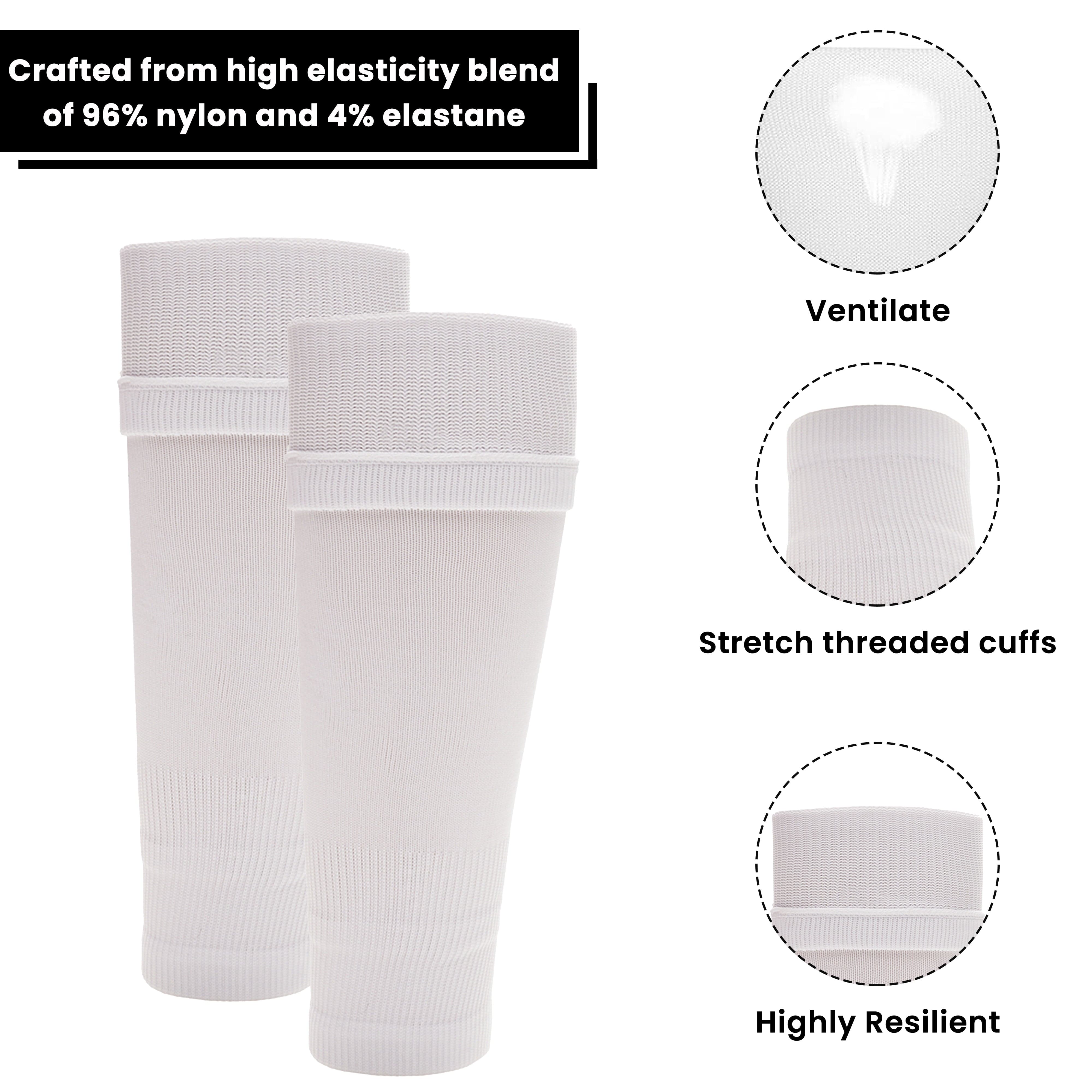 Adult Size White Football Leg Sleeve Socks Compression Over Shin Pads