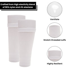 Adult Size White Football Leg Sleeve Socks Compression Over Shin Pads