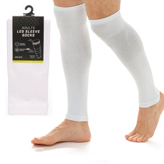 Adult Size White Football Leg Sleeve Socks Compression Over Shin Pads