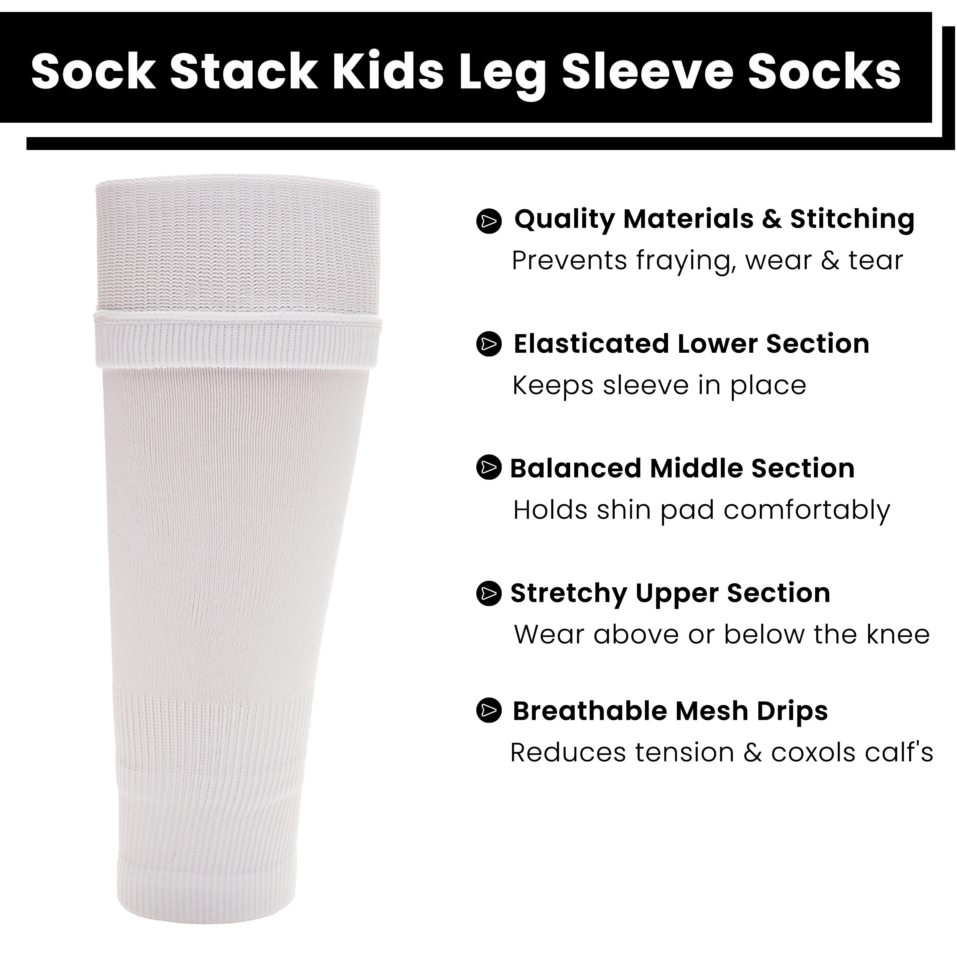 Adult Size White Football Leg Sleeve Socks Compression Over Shin Pads