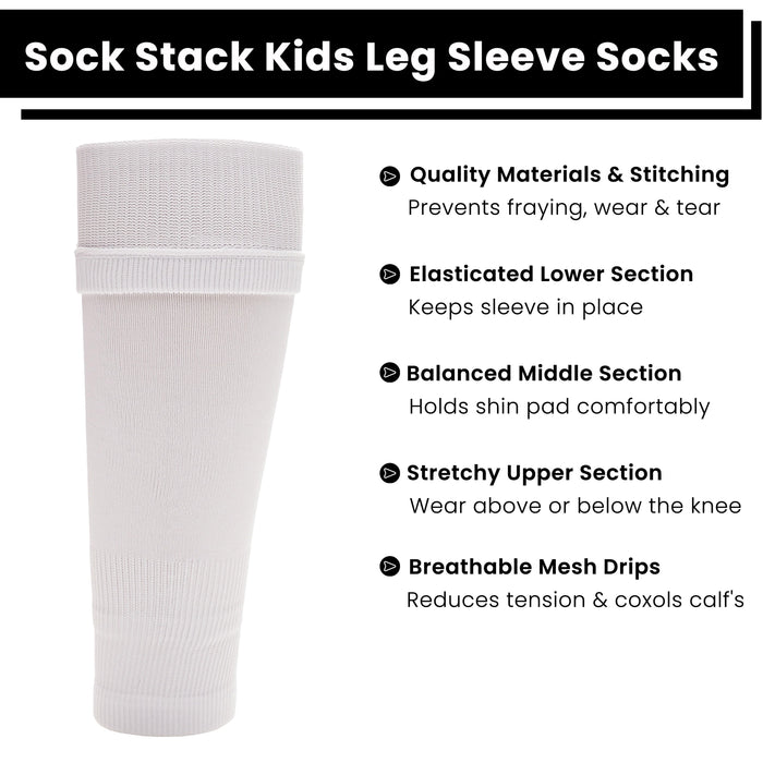 Adult Size White Football Leg Sleeve Socks Compression Over Shin Pads, image 2