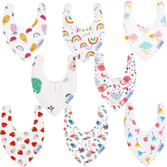 Baby Bandana Dribble Bibs 8 Pack – Girls, Cotton with Adjustable Snaps