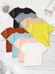 8-Pack Girls' Summer T-Shirts – Soft Knit Crew Neck Tees