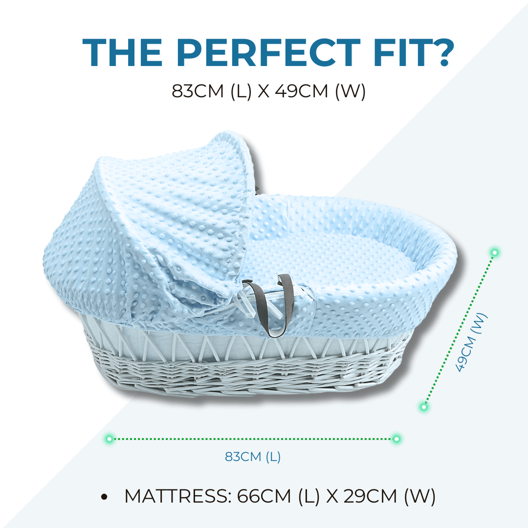Wicker Moses Basket with Rocking Stand – Newborn Basket, Mattress Included