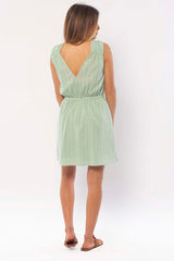 Bonnie Shadow Stripe Mini Dress with Tassel Ties