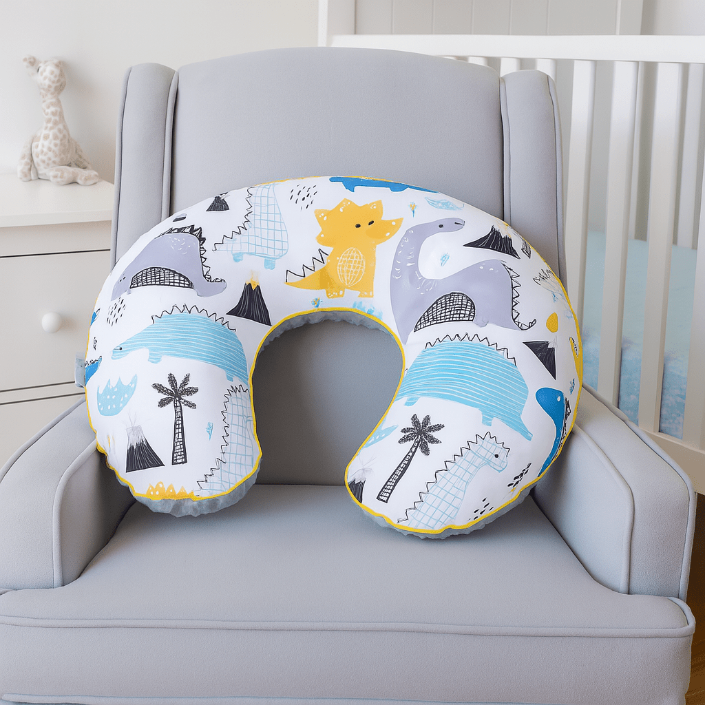 Nursing Pillow – Dino Print, Breastfeeding Support with Washable Cover
