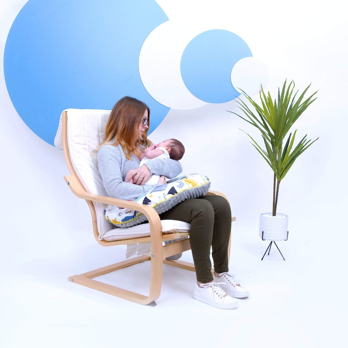 Nursing Pillow – Dino Print, Breastfeeding Support with Washable Cover