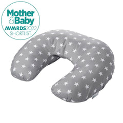 Nursing Pillow – Grey Stars, Breastfeeding Support with Washable Cover
