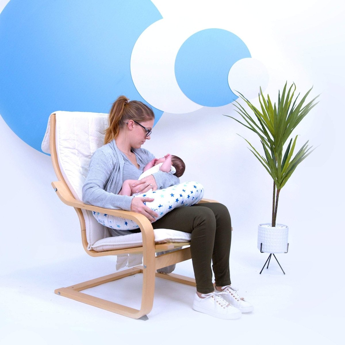 Nursing Pillow – Little Blue Star, Breastfeeding Support with Cover