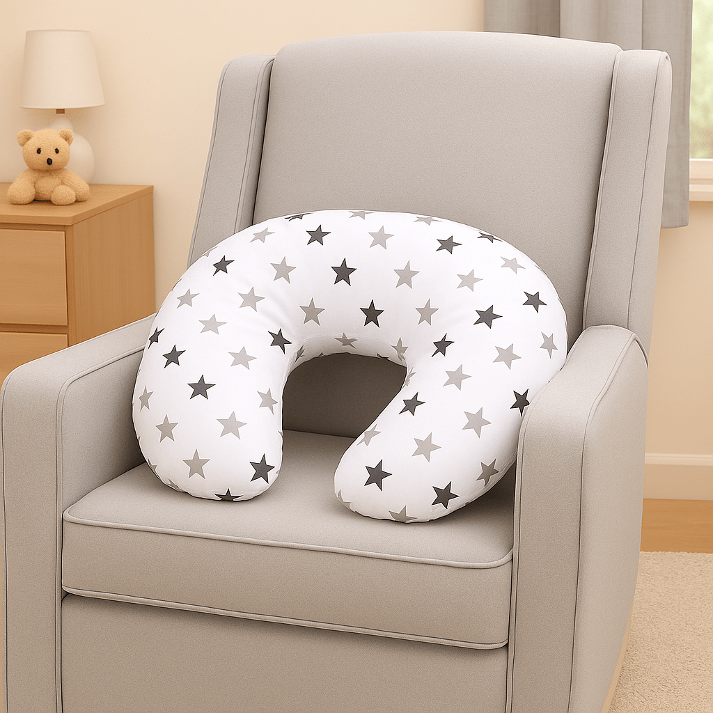 Nursing Pillow – Silver Twinkle, Breastfeeding Support with Cover