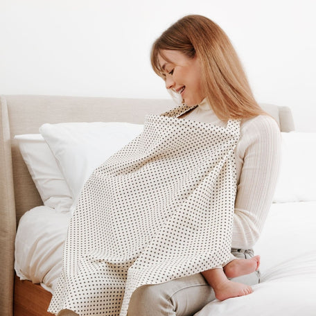 Breastfeeding Cover – Grey Stars, Nursing Apron with Rigid Neckline