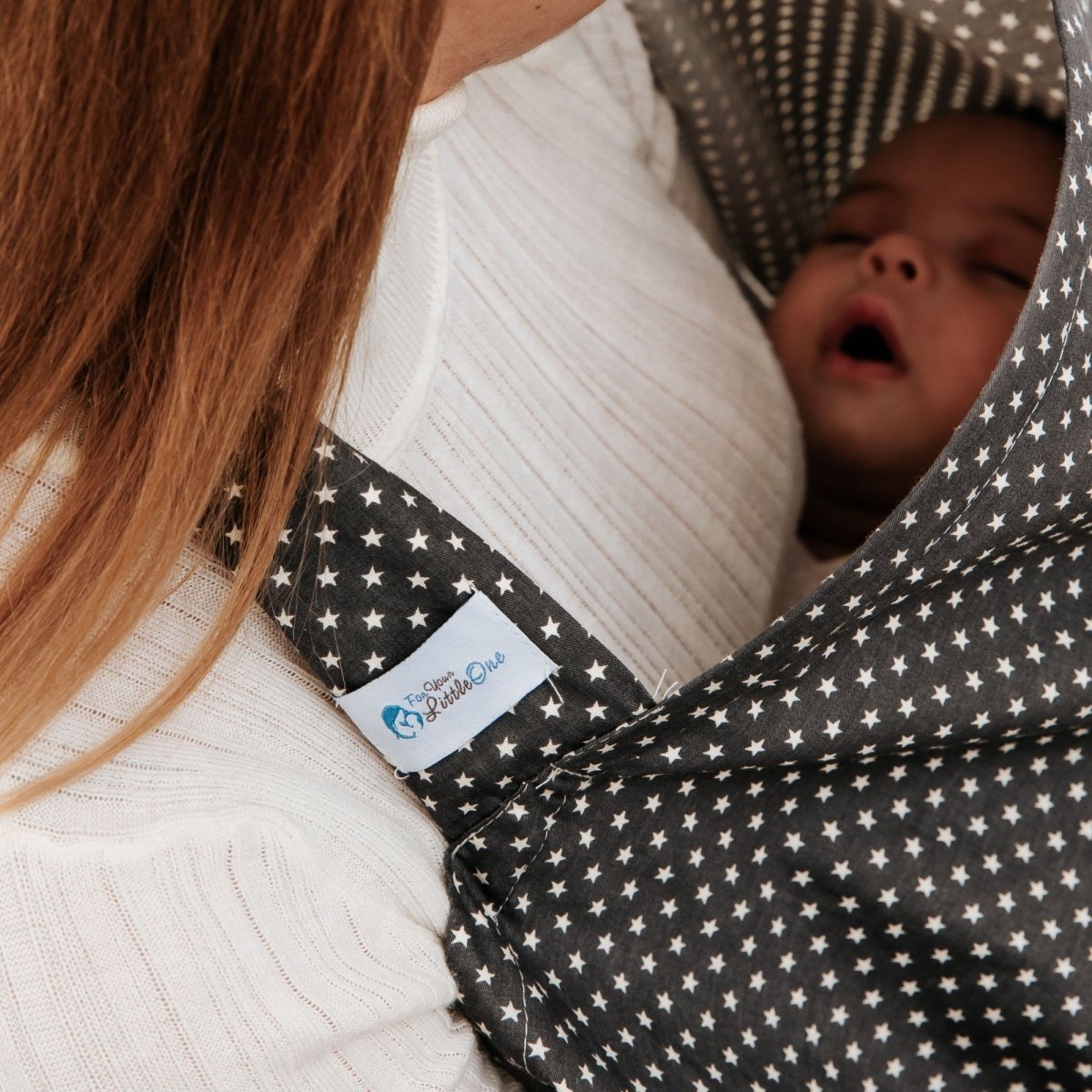 Breastfeeding Cover – White Stars, Nursing Apron with Rigid Neckline