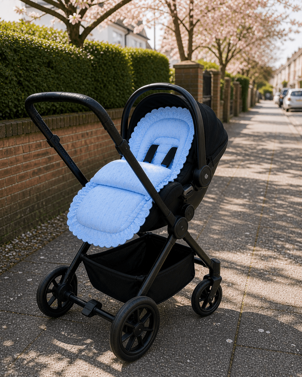 Broderie Anglaise Car Seat Footmuff – Universal Cosy Toes