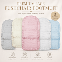 Broderie Anglaise Pushchair Footmuff – Fits All Prams & Buggies