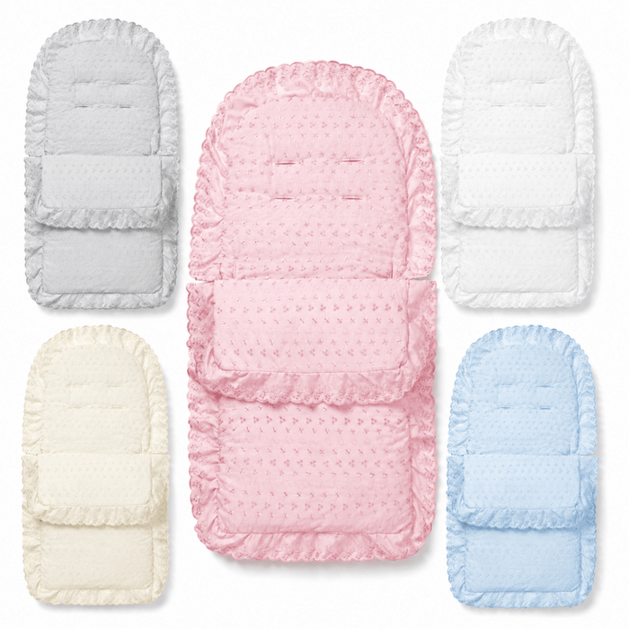 Broderie Anglaise Pushchair Footmuff, Fits All Prams & Buggies