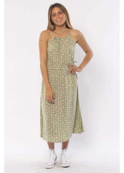 Cape Cod Halter Midi Dress with Neck and Waist Ties