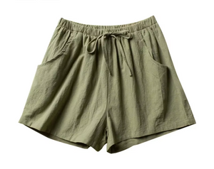 Women's Cotton Linen High-Waist Shorts – Breathable Casual Summer Wear