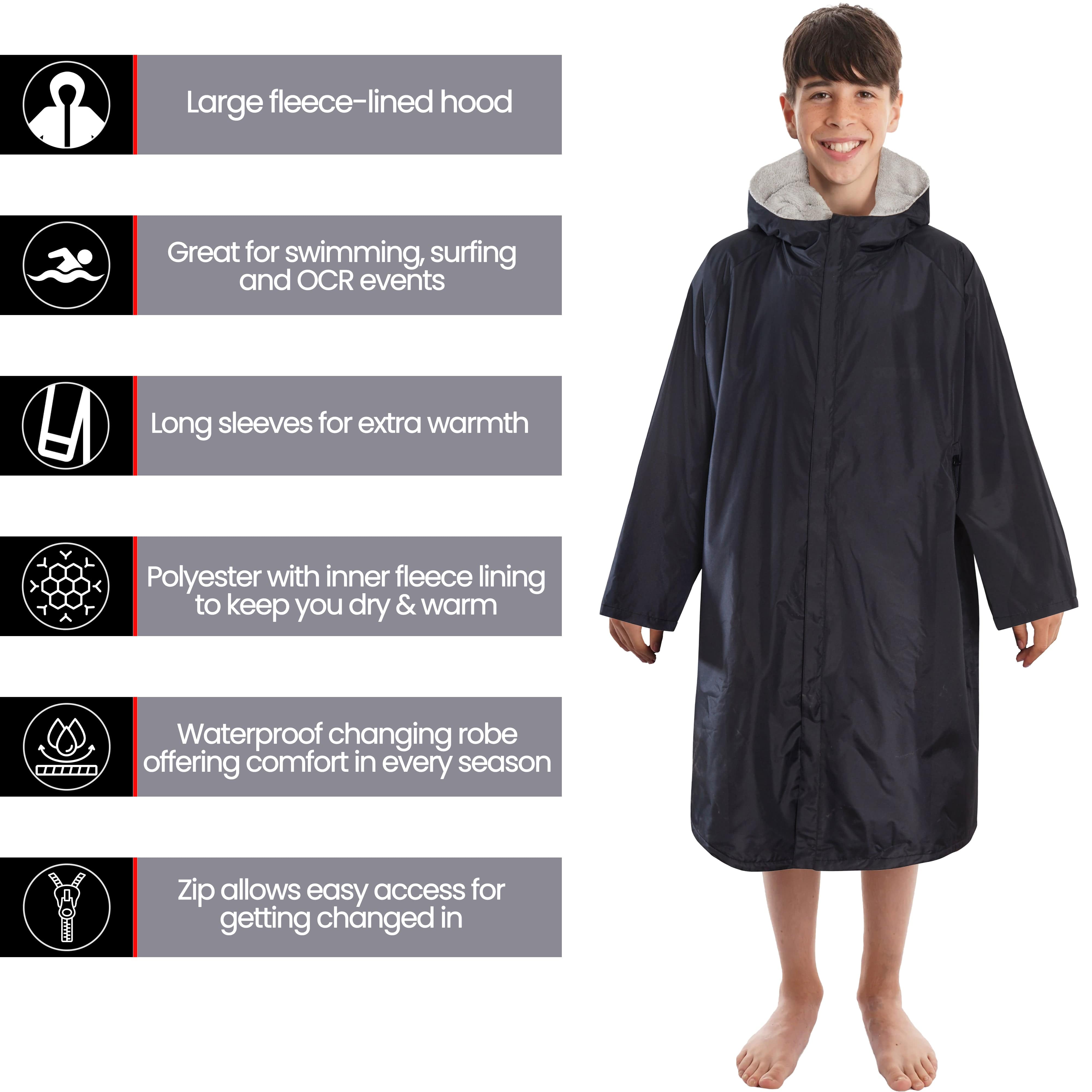 Changing Robe Kids' Unisex Hooded Coat Black Grey Windproof