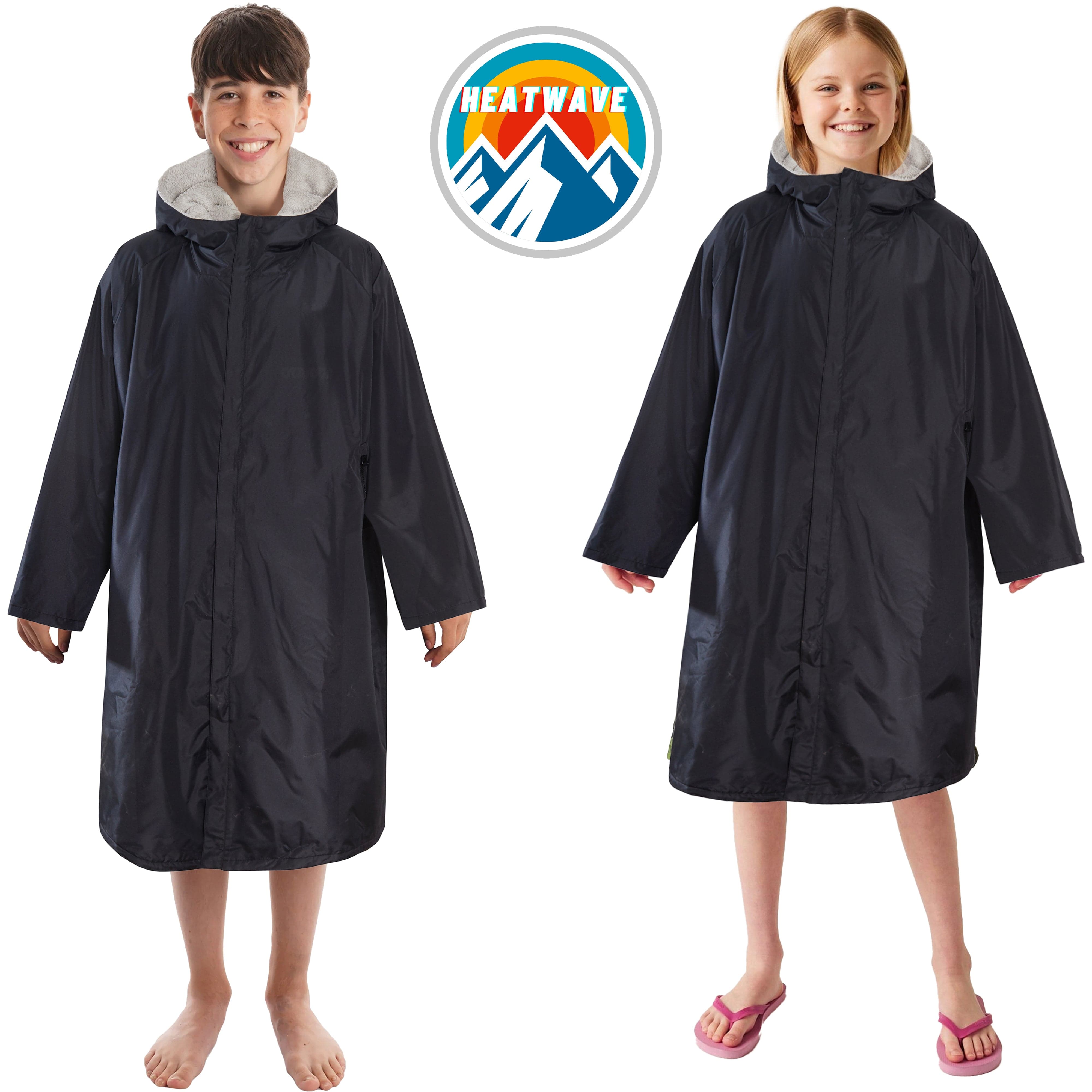 Changing Robe Kids' Unisex Hooded Coat Black Grey Windproof
