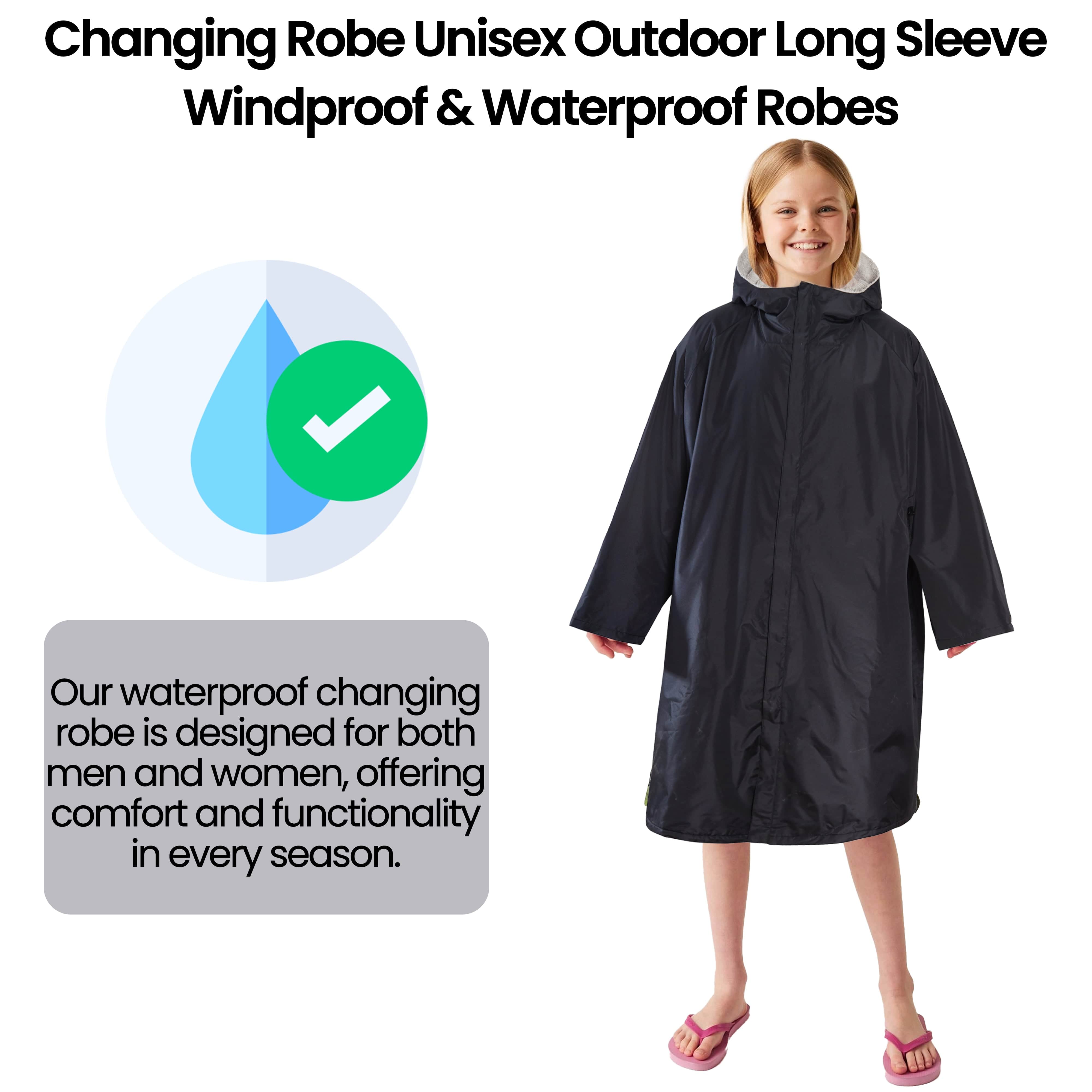 Changing Robe Kids' Unisex Hooded Coat Black Grey Windproof