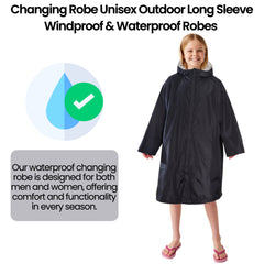 Changing Robe Kids' Unisex Hooded Coat Black Grey Windproof