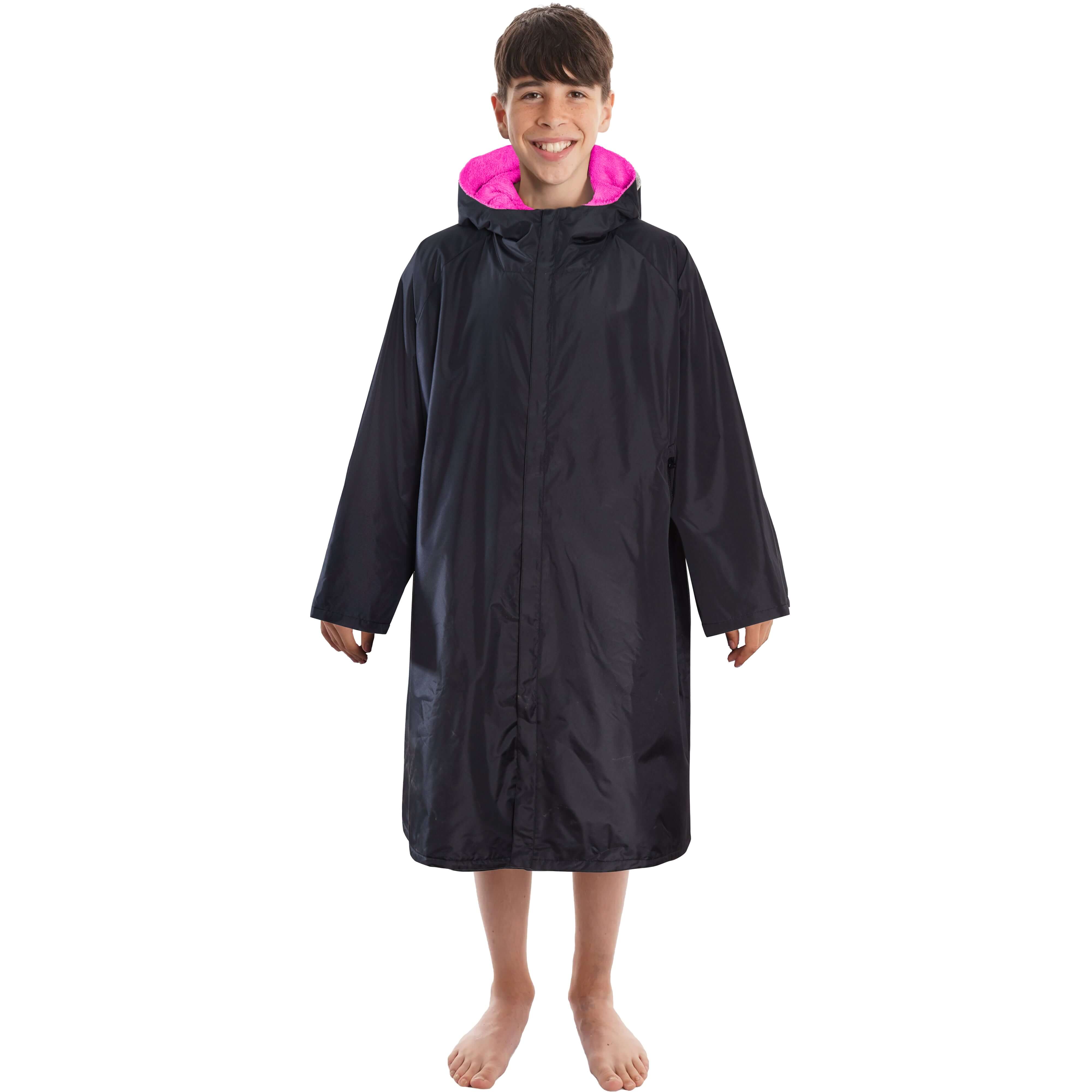 Changing Robe Kids' Unisex Hooded Coat Black Pink Windproof Winter
