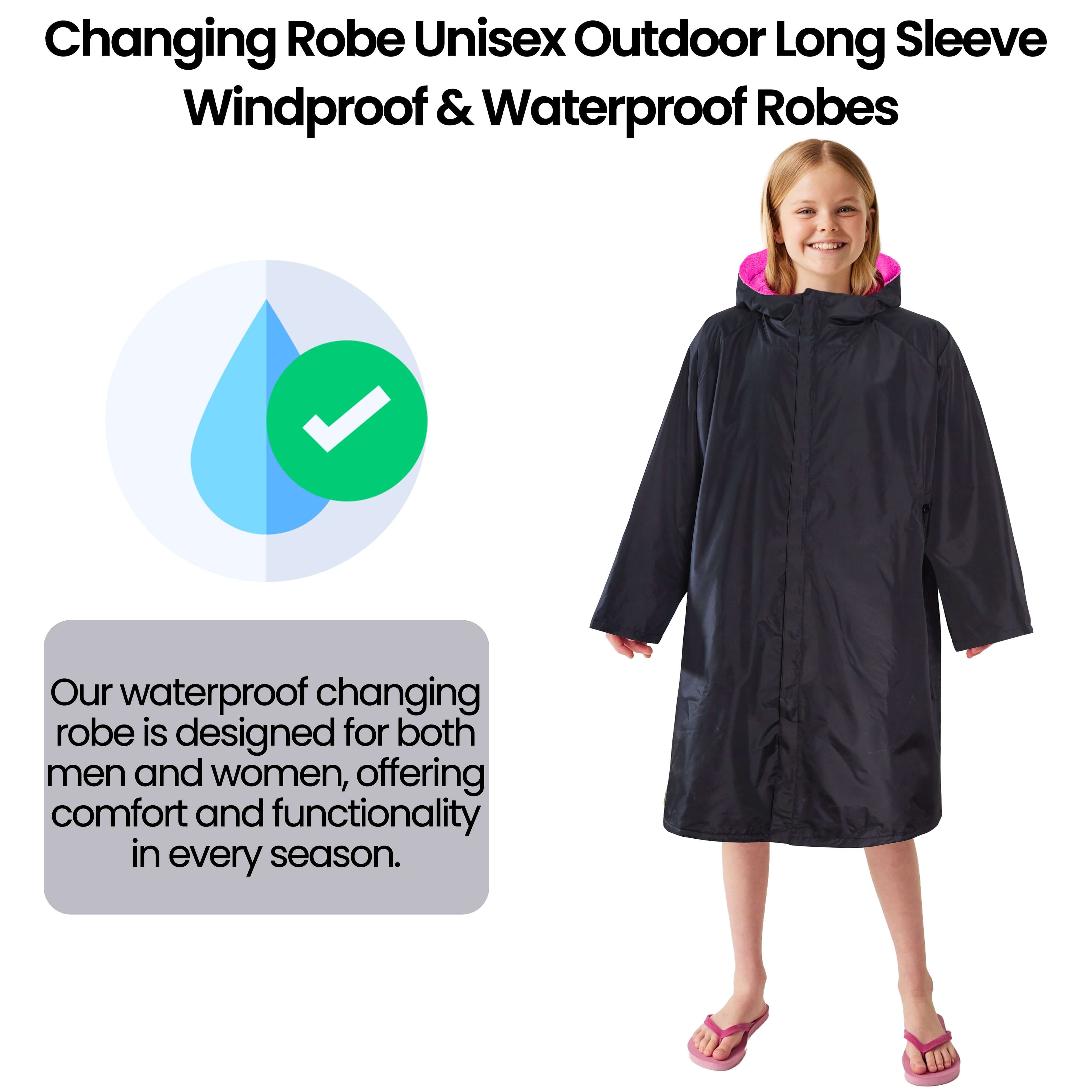 Changing Robe Kids' Unisex Hooded Coat Black Pink Windproof Winter
