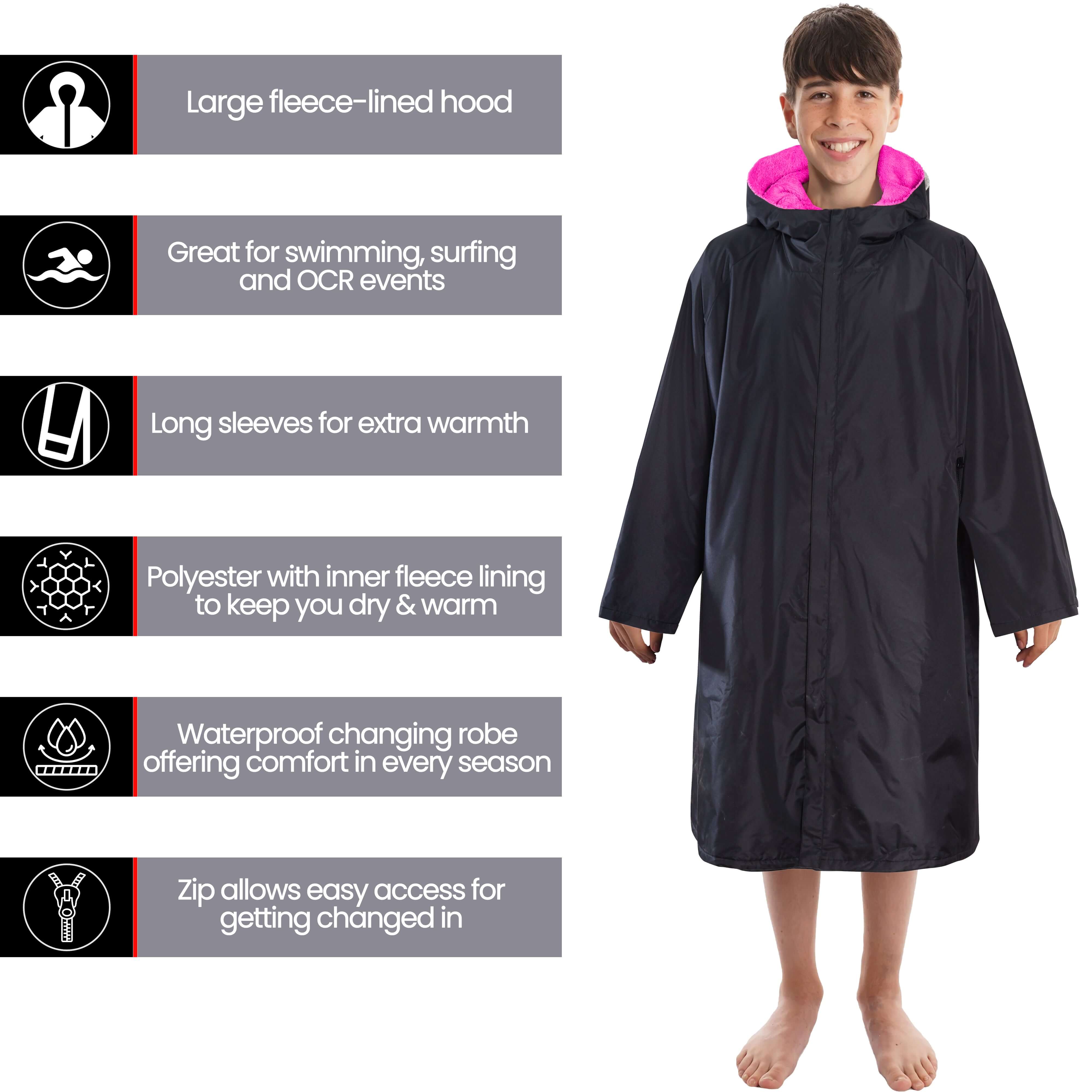 Changing Robe Kids' Unisex Hooded Coat Black Pink Windproof Winter