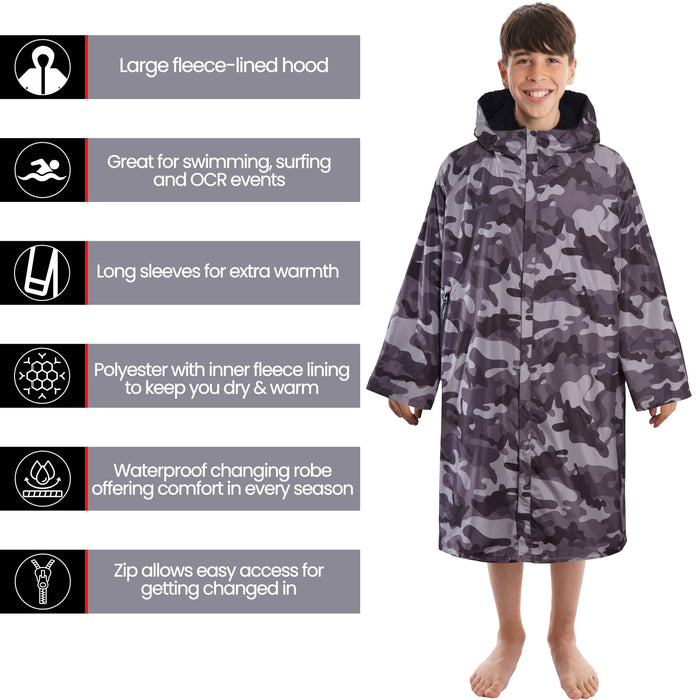 Changing Robe Kids' Unisex Hooded Coat Camouflage Black Windproof, image 2