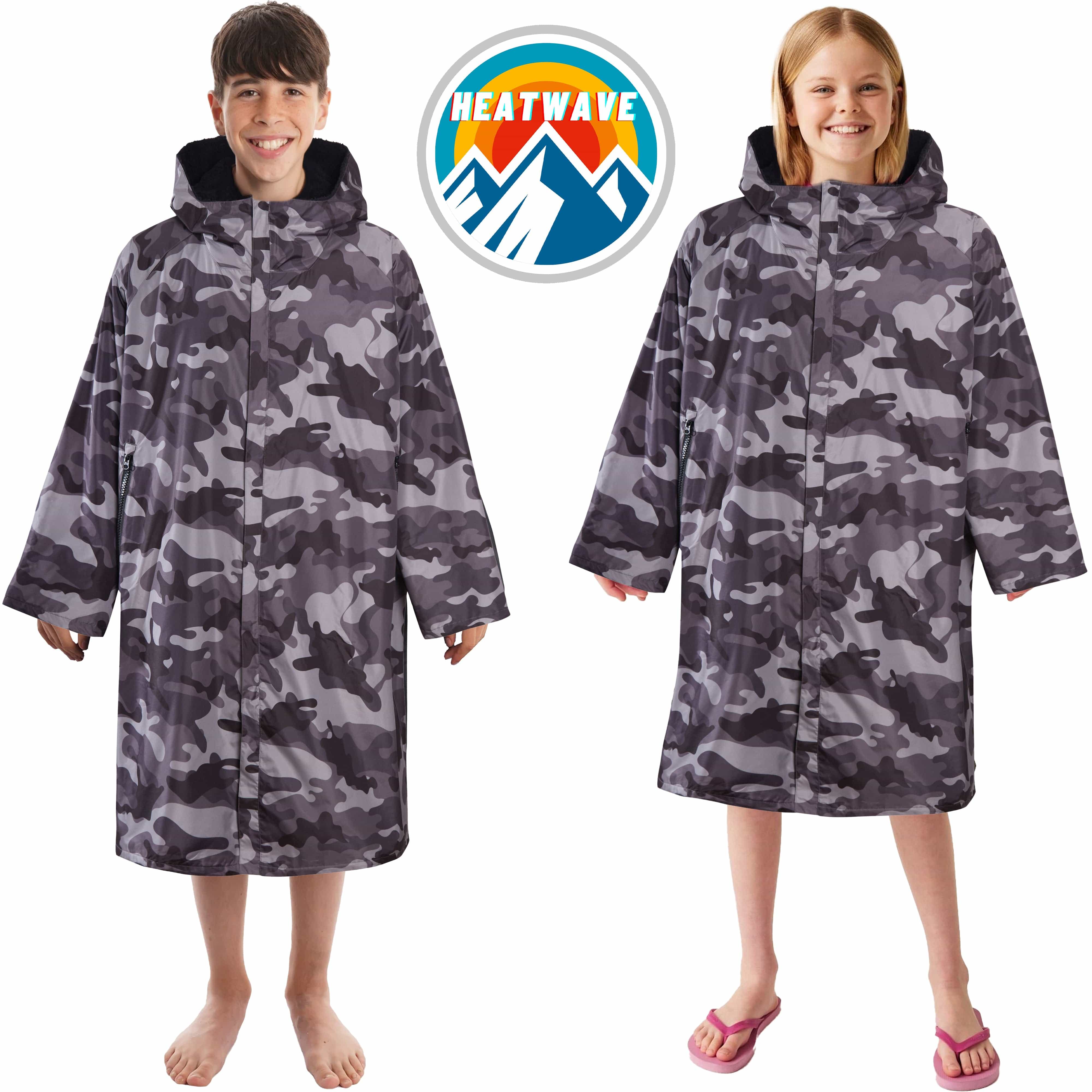 Changing Robe Kids' Unisex Hooded Coat Camouflage Black Windproof