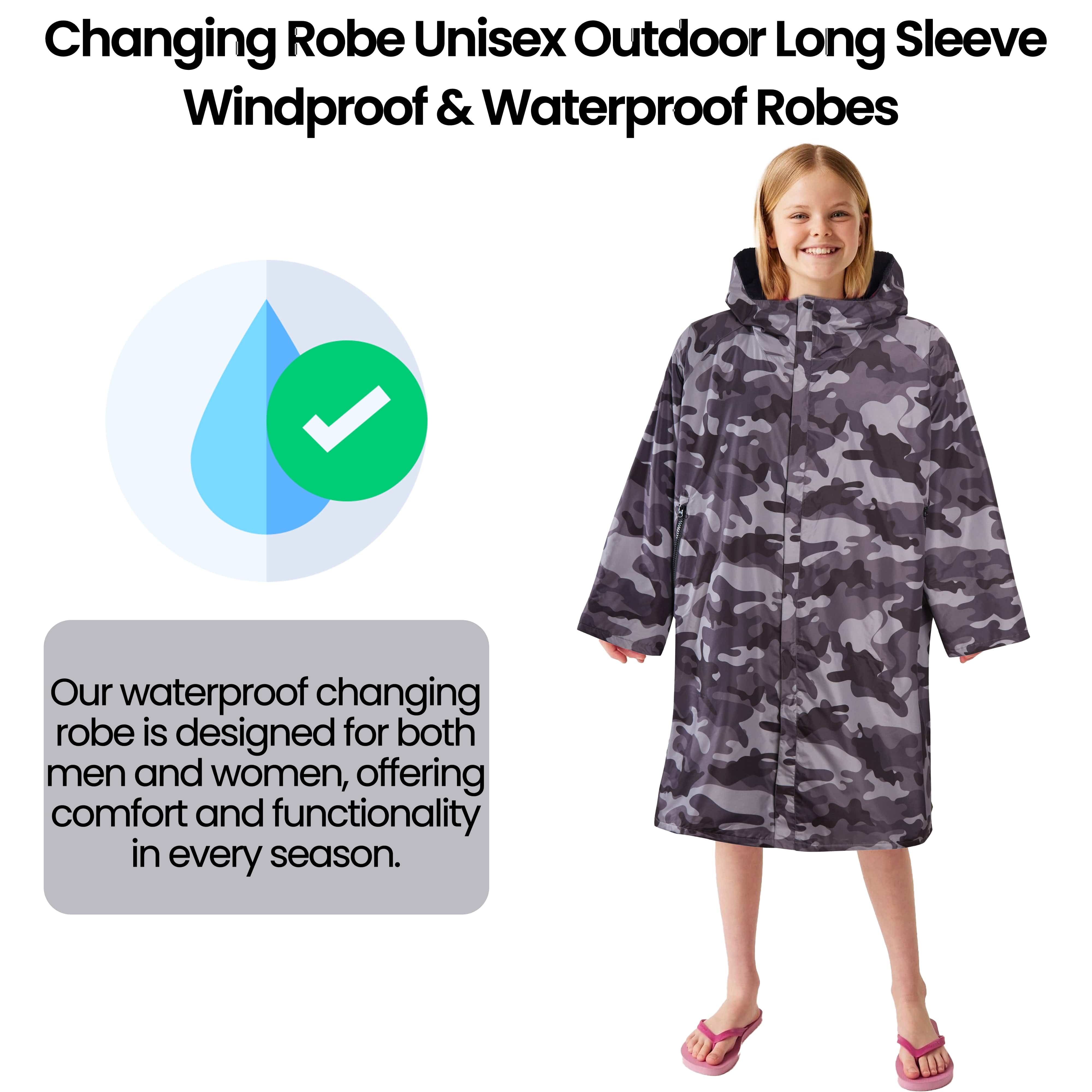Changing Robe Kids' Unisex Hooded Coat Camouflage Black Windproof