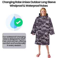 Changing Robe Kids' Unisex Hooded Coat Camouflage Black Windproof