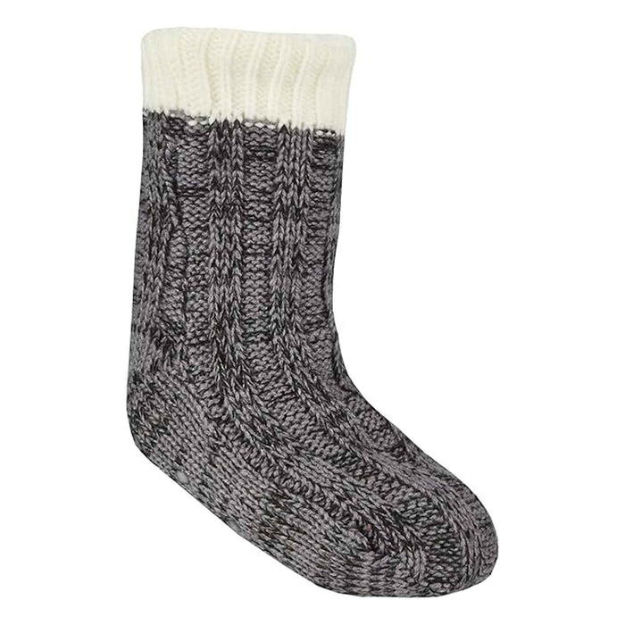 Children's Chunky Knit Non Slip Lounge Gripper Socks For Kids' Colourful, Grey