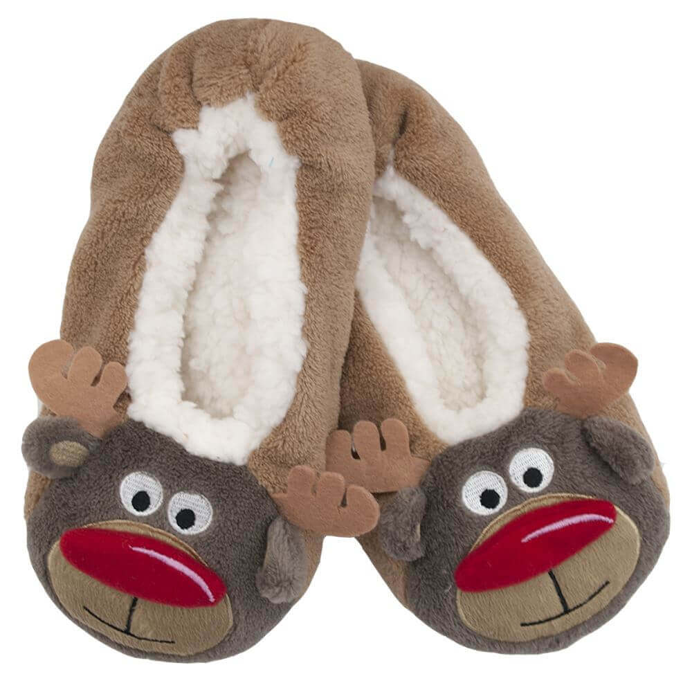 Women's Christmas Slipper Socks Reindeer Santa Design Non Slip Grips Super Soft Non-Slip Indoor Sock