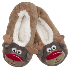 Women's Christmas Slipper Socks Reindeer Santa Design Non Slip Grips Super Soft Non-Slip Indoor Sock