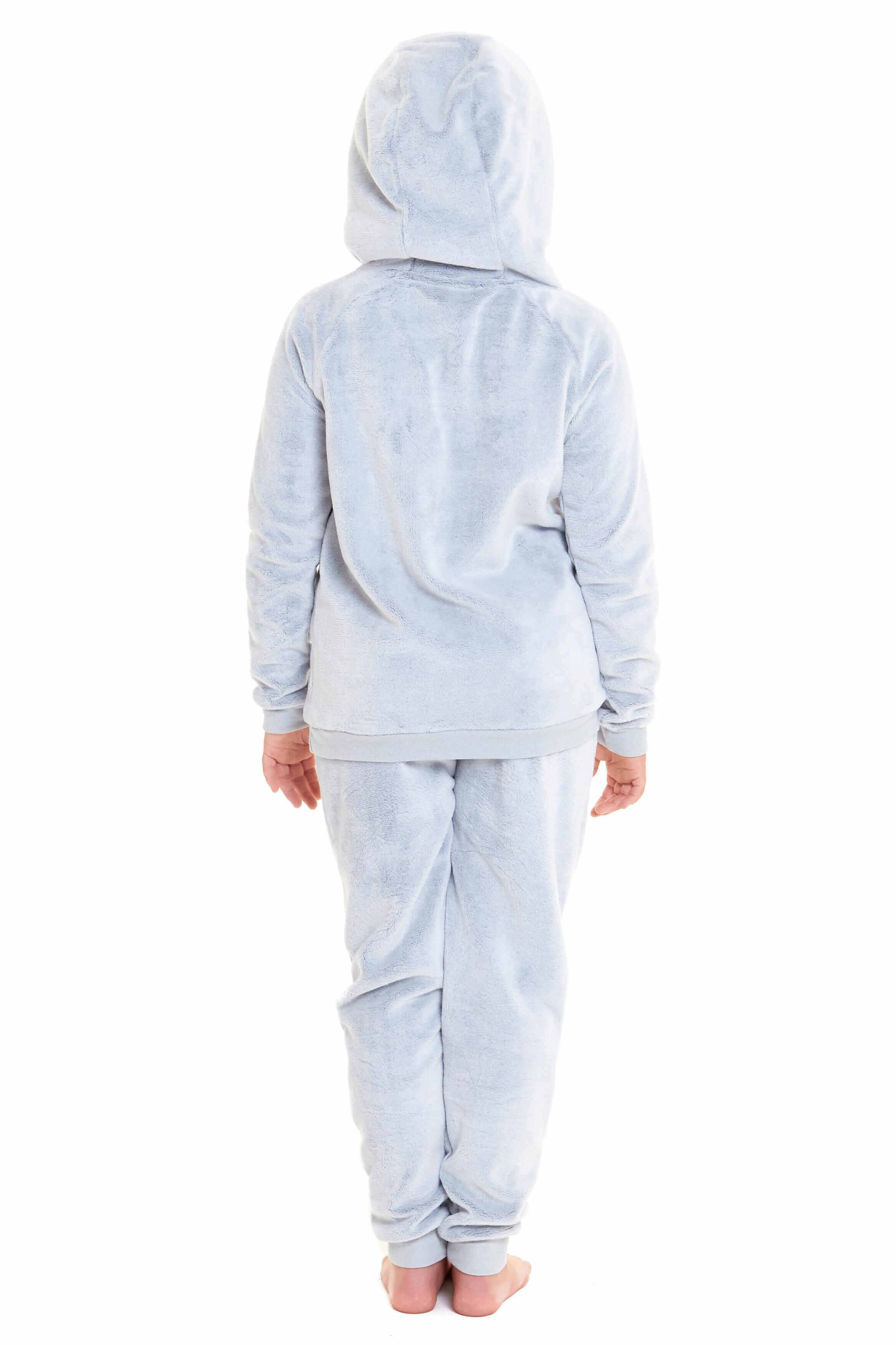 Cuddly Raccoon Fleece Hooded Pyjama Set For Women's And Girls' Sherpa Lined